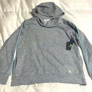 Xersion NWT Gray Hoodie with Blue Piping